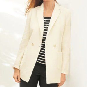 Talbots TEXTURED DOUB BREASTED BLAZER 12 ivory